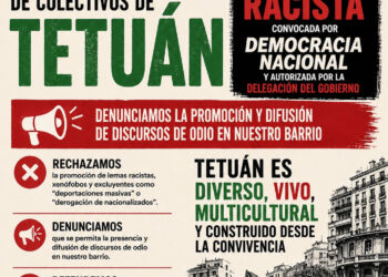 Colectivos de Tetuán piden a Delegación del Gobierno de Madrid que impida la concentración racista y xenófoba prevista para hoy jueves en el barrio