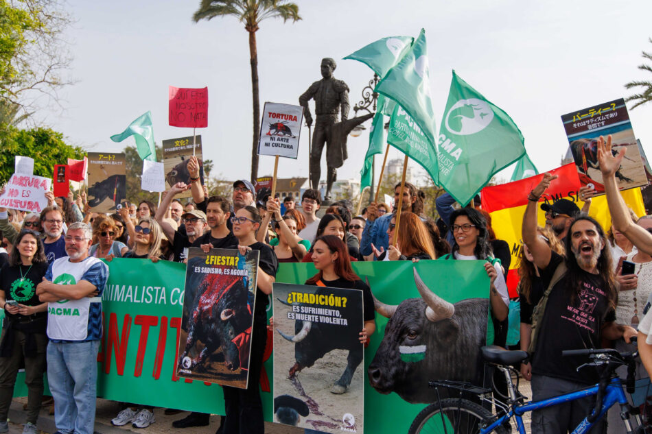 Cerca de mil personas llenan las calles en la manifestación “Sevilla Antitaurina 2026” convocada por PACMA
