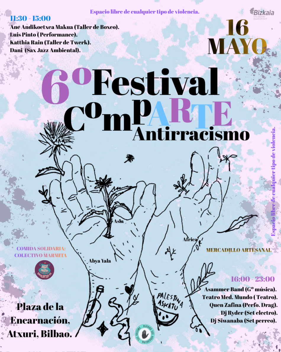 VI Edición del Festival compARTE Antirracismo: Una Jornada de Música, Arte y Resistenciaen Atxuri, Bilbao