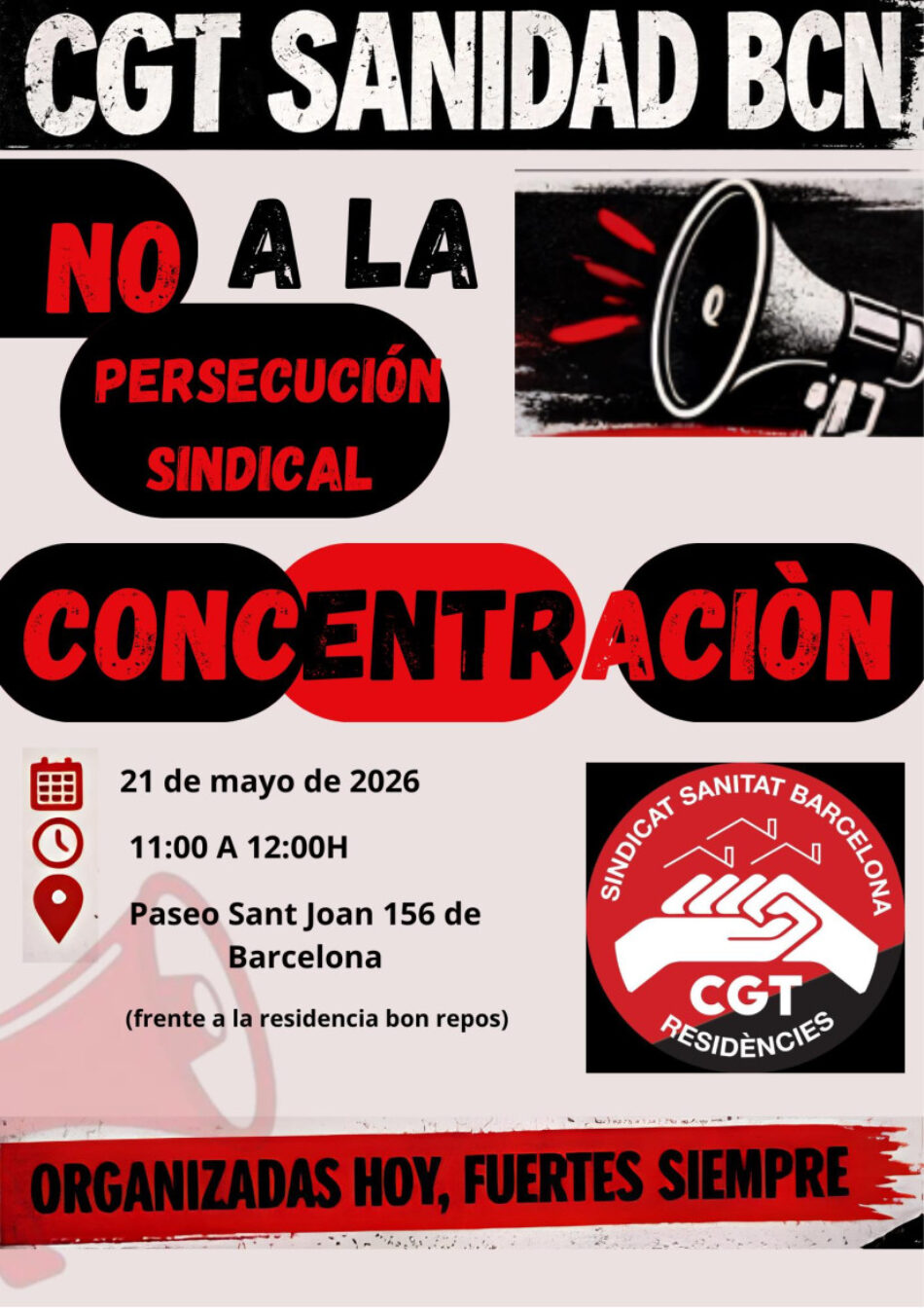 Convocan concentración de protesta ante la residencia edad 2000 S.L. – Bon Repos (Barcelona) el 21 de mayo