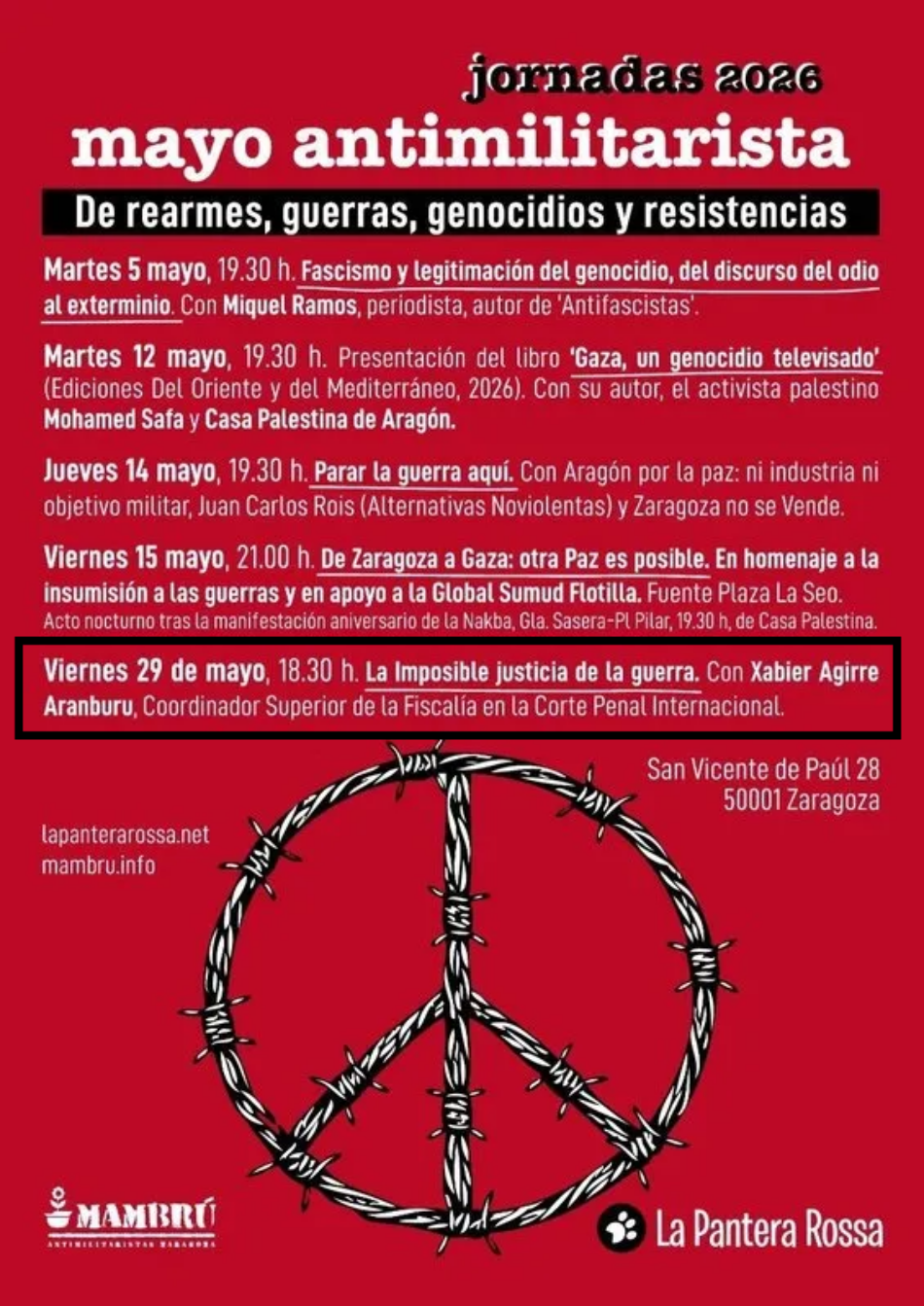 Este viernes, charla de Xabier Agirre, Coordinador Superior de la Fiscalía en la Corte Penal Internacional