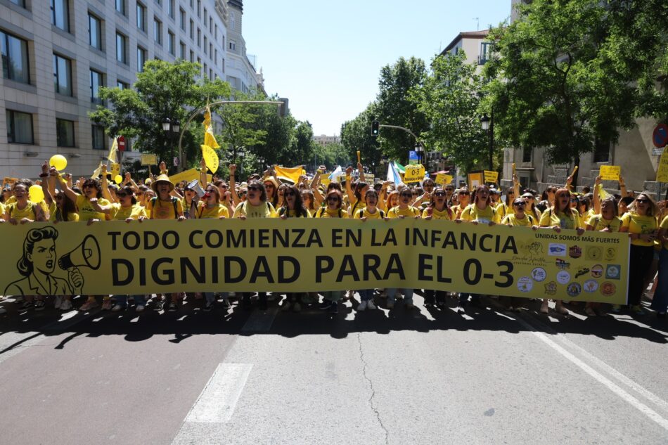 Entre 15.000 y 20.000 personas se manifiestan en Madrid se manifiestan con La Marea Amarilla por la educación infantil