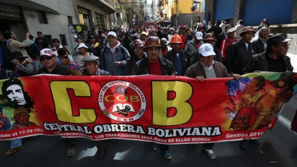 Central Obrera Boliviana (COB) condiciona diálogo a anulación de aprehensiones y ordena paso humanitario en bloqueos