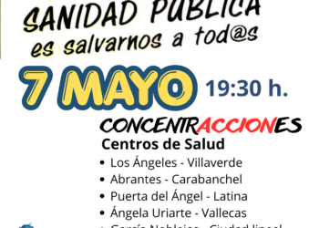 Vecinas y vecinos de los Barrios y Pueblos de Madrid por la Sanidad Pública se concentran este 7 de mayo: «Los centros de salud revientan»