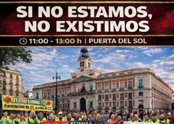 Clasificación C1, dignificación salarial y respeto profesional: Los TES del SUMMA 112 llevan sus reivindicaciones a la Puerta del Sol