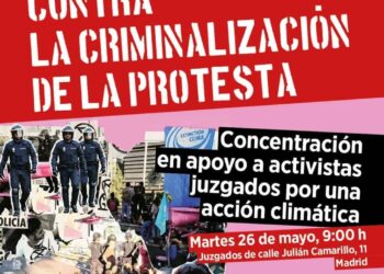 “No más activistas climáticos criminalizados”: Anticapitalistas, Ecologistas en Acción y Greenpeace se movilizan para defender el derecho a la protesta