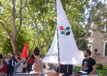 Homenaje en la Concha del Espolón (Logroño) a las personas secuestradas de la Global Sumud Flotilla