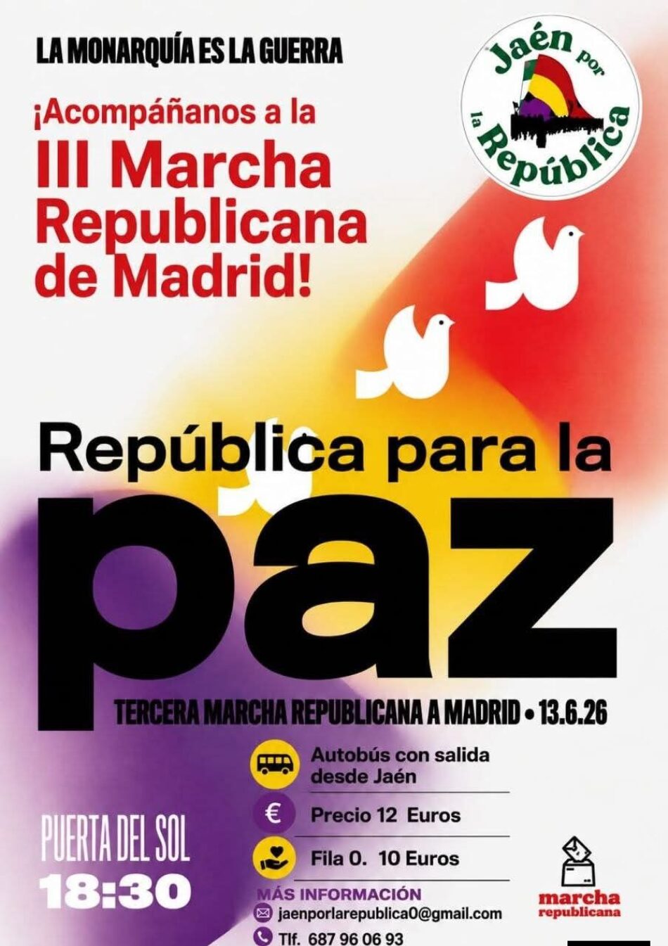 Miles de personas preparan la tercera Marcha Republicana, el 13 de junio bajo el lema «La monarquía es la guerra»