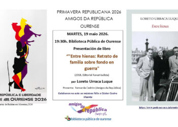 Presentación libro «Entre hienas», de Loreto Urraca, en Biblioteca Pública de Ourense, el 19 de mayo. Primavera Repùblicana 2026