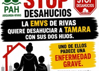 La PAH de Arganda-Rivas exige al Ayuntamiento que paralice el «desahucio exprés» de una madre con un hijo gravemente enfermo