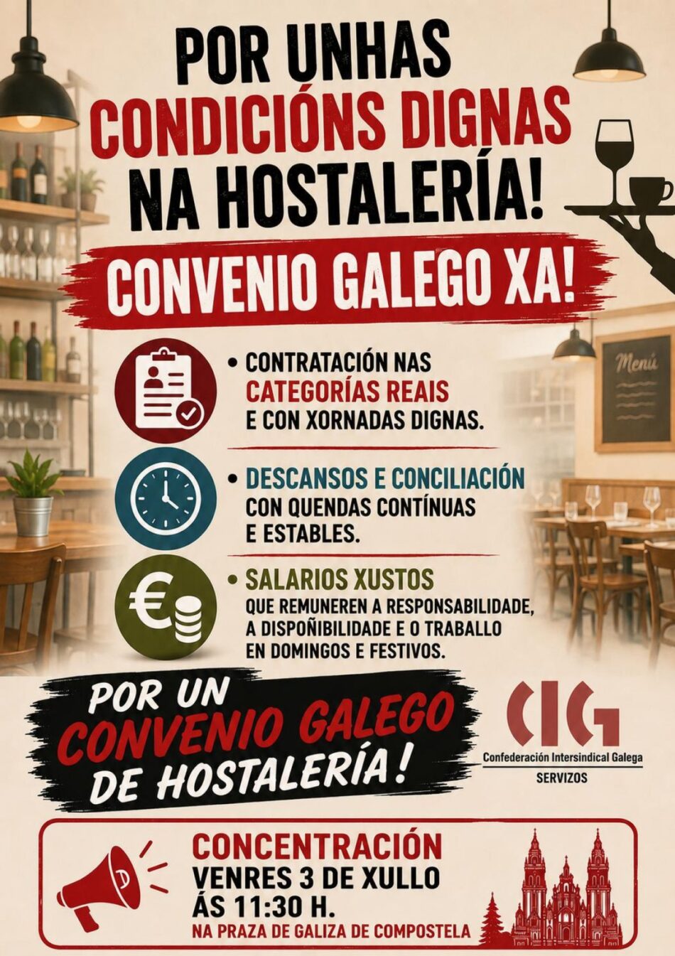 A CIG inicia unha campaña contra a precariedade no sector da hostalaría
