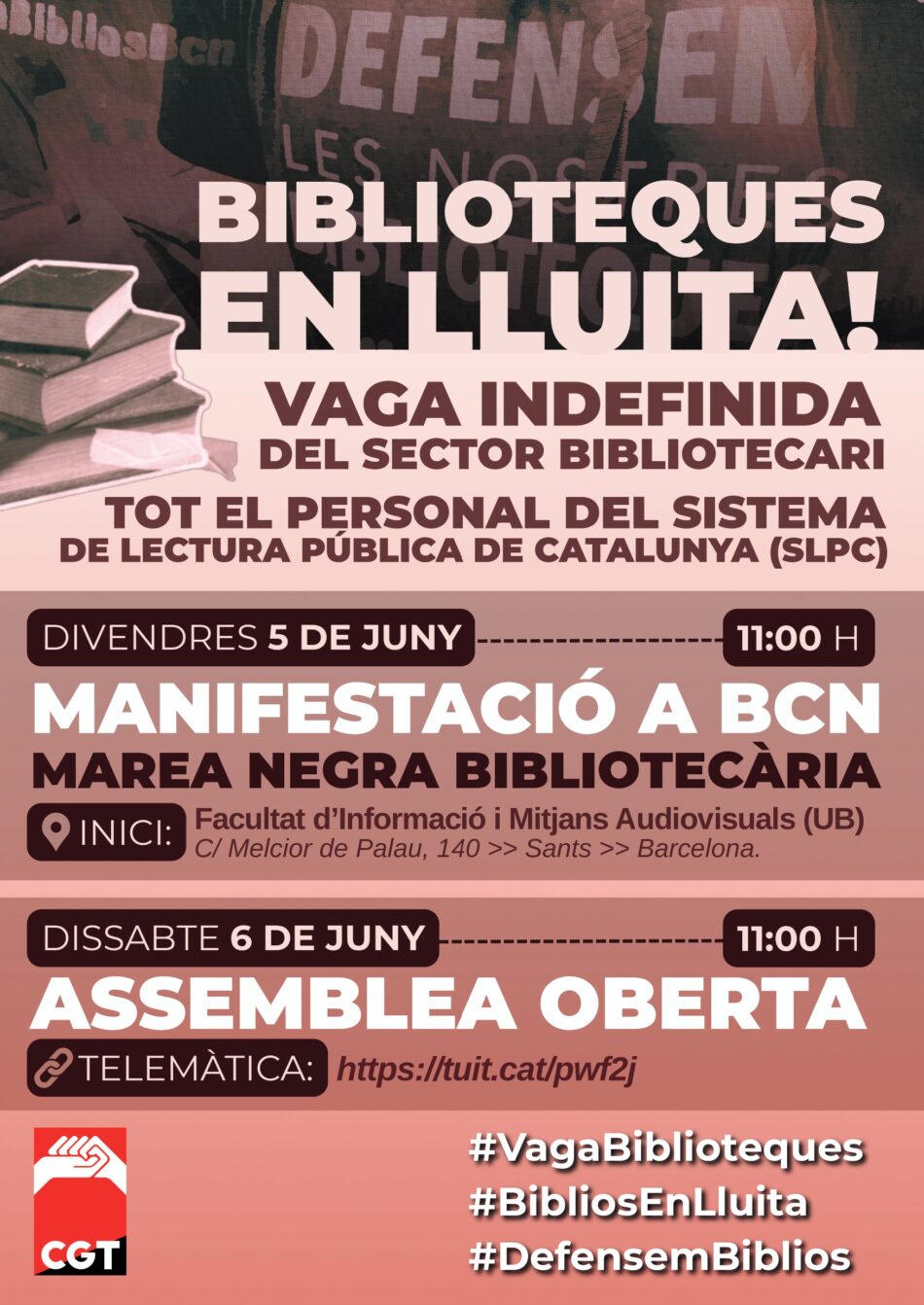 La ‘Marea Negra bibliotecaria’ comienza una huelga indefinida en toda Cataluña el día 5 de junio
