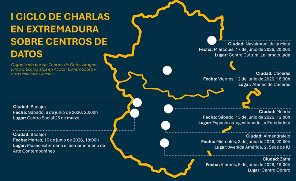 El movimiento aragonés contra la proliferación de centros de datos teje lazos con el extremeño en un ciclo de charlas debate
