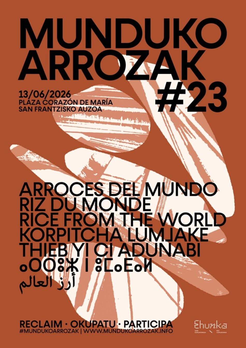 Munduko Arrozak – Arroces del Mundo celebrará su 23ª edición el próximo 13 de junio en el barrio de San Francisco de Bilbao