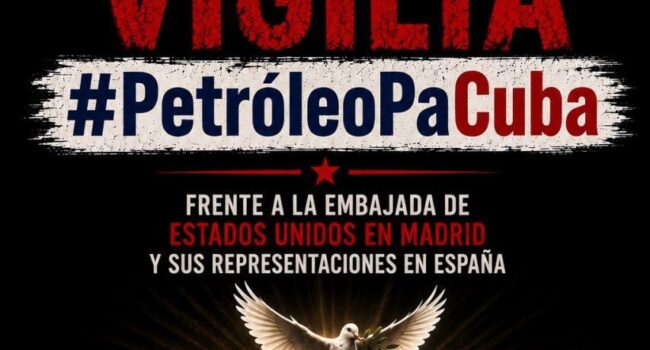 Vigilia frente a la Embajada de EE.UU. en Madrid para denunciar el bloqueo a Cuba: 5 de junio