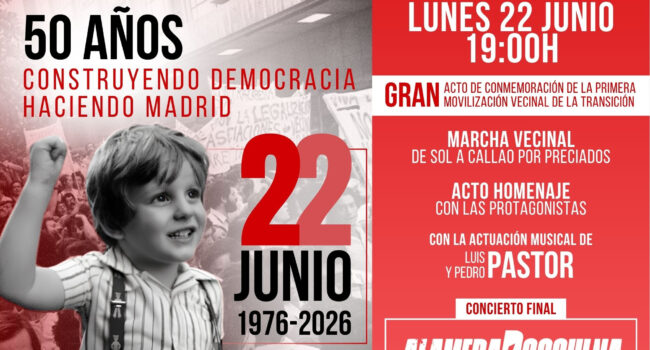 FRAVM celebra este lunes el 50 aniversario de la manifestación de la calle Preciados, la primera gran movilización vecinal autorizada tras la muerte de Franco