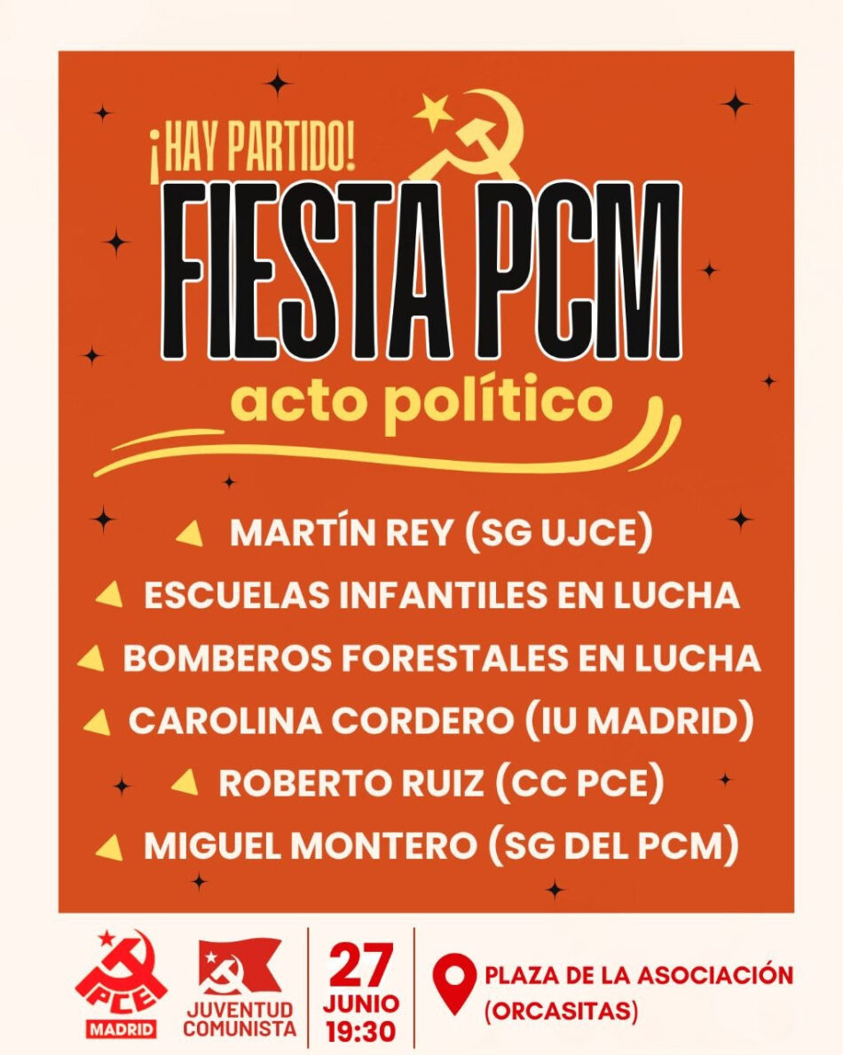 El PCE en Madrid celebra su Fiesta de Fin de Curso con el objetivo de consolidarse como espacio referente para la izquierda