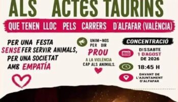 Convocan una nueva protesta contra la tauromaquia frente al Ayuntamiento de Alfafar