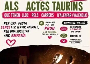 Convocan una nueva protesta contra la tauromaquia frente al Ayuntamiento de Alfafar