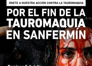 Antitaurinos recuerdan que la tauromaquia es pecado en plenas fiestas de San Fermín de Pamplona