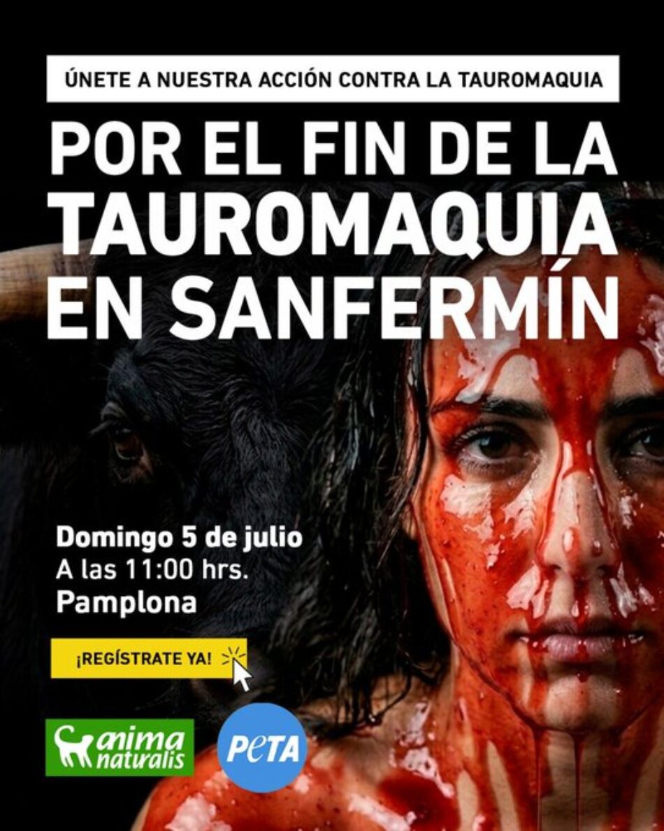 Antitaurinos recuerdan que la tauromaquia es pecado en plenas fiestas de San Fermín de Pamplona