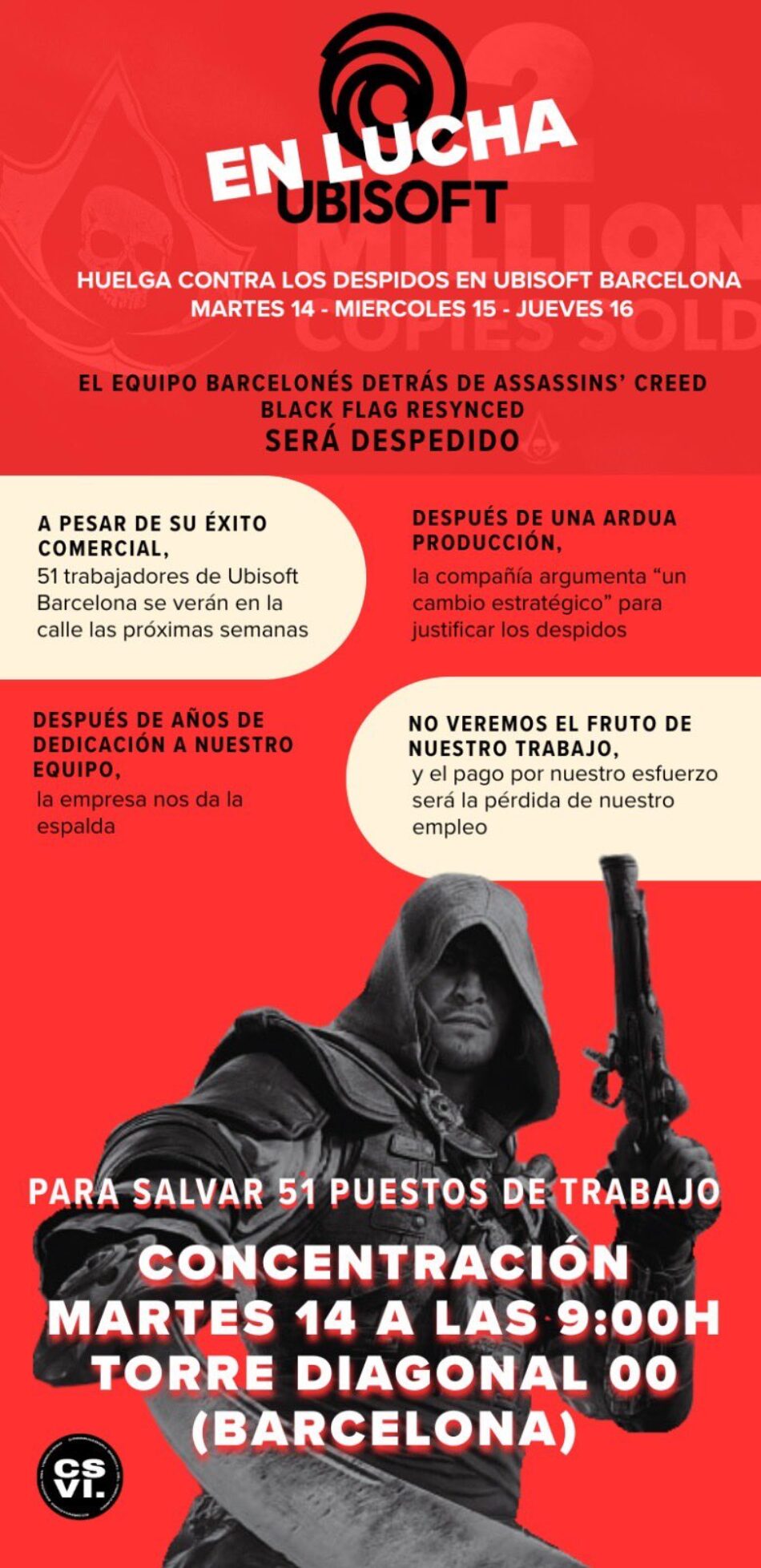 La CGT convoca tres dies de vaga a Ubisoft Barcelona