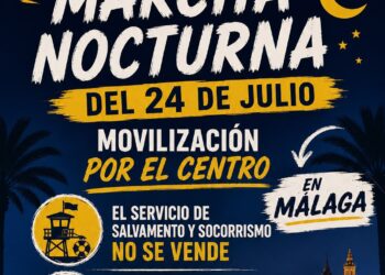Marcha nocturna por la dignidad del socorrismo profesional en Málaga
