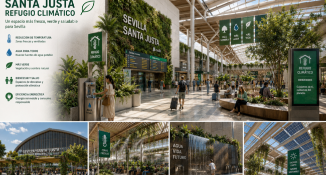 Recogen firmas para que Adif aproveche la reforma de Santa Justa para conformar la estación como un refugio climático