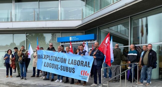 O persoal de Lugove-Subus en folga contra a explotación traslada as protestas á Xunta en Vigo