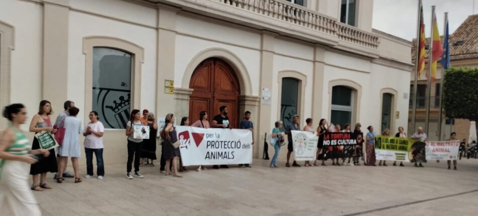 La Plataforma Antitaurina de Alfafar protestó el pasado sábado frente al Ayuntamiento en contra del toro embolado
