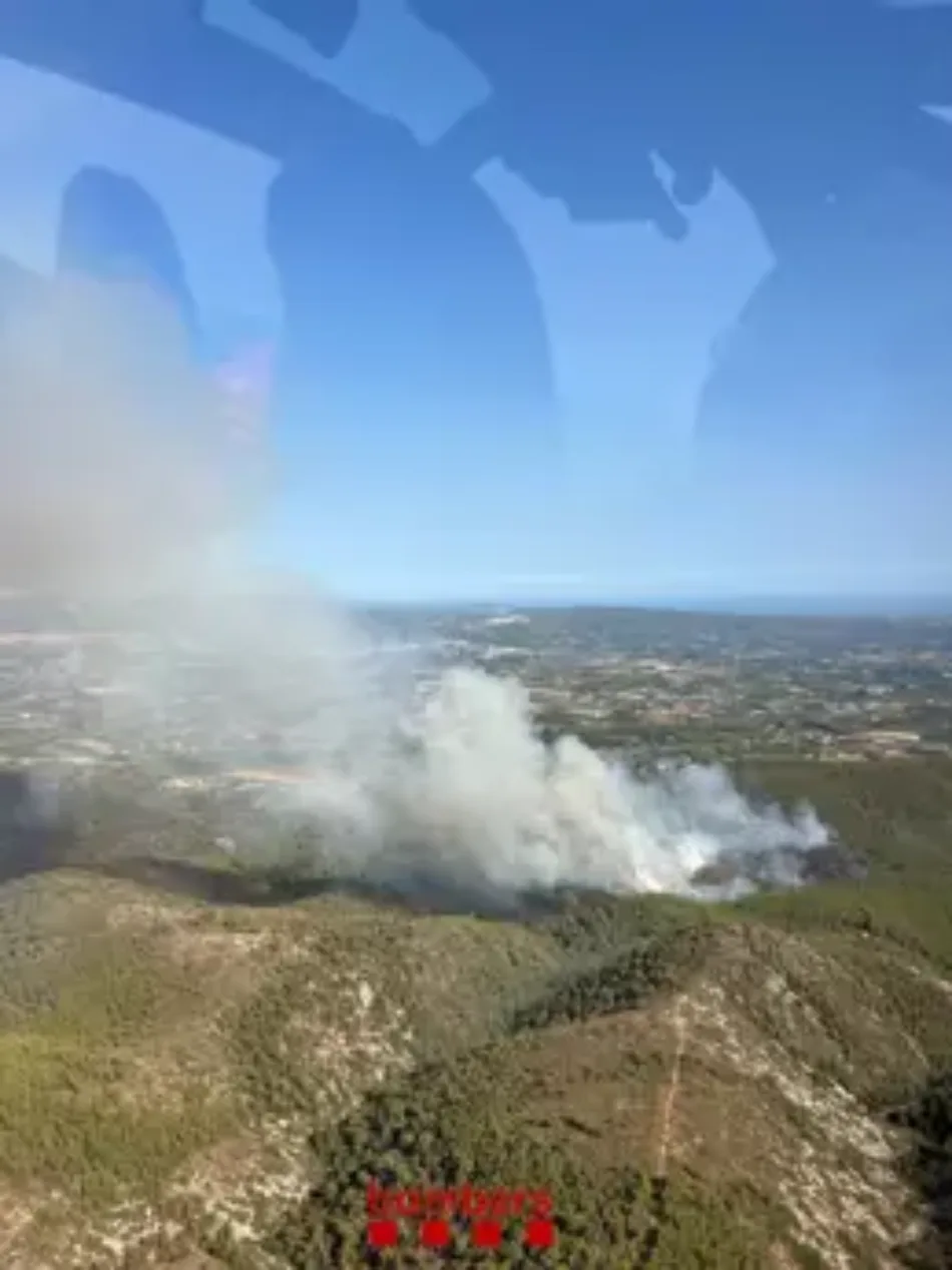 Los Bombers estabilizan el incendio forestal en Castellví de la Marca (Barcelona)