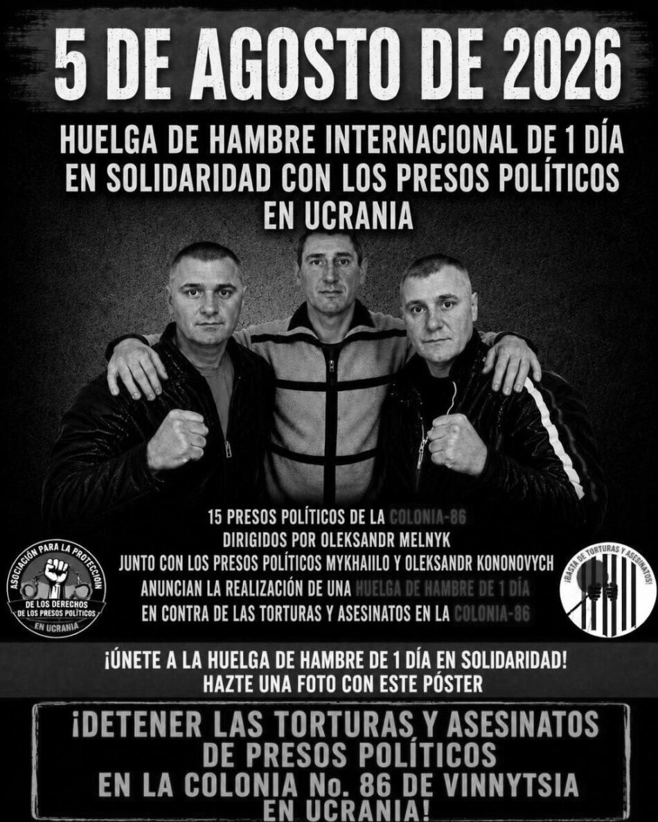92 presos políticos antifascistas y comunistas de Ucrania inician huelga de hambre hoy 5 de agosto