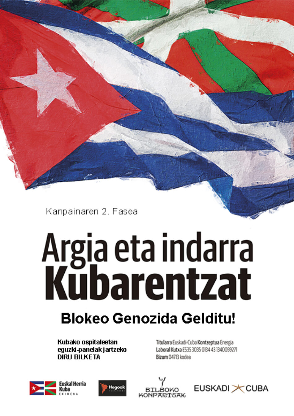 Campaña solidaria “Argia eta Indarra Kubarentzat. Contra el Bloqueo, Energía para Cuba» será visible en las 27 txosnas de la Semana Grande de Bilbao 2026