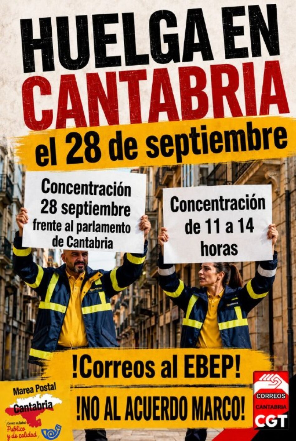 CGT convoca una huelga en Correos Cantabria para reclamar la inclusión de su plantilla en el EBEP
