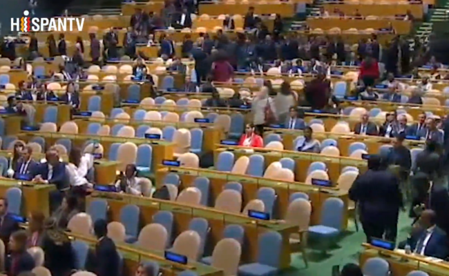 Delegados abandonaron la sala durante discurso del criminal de guerra Netanyahu en la ONU