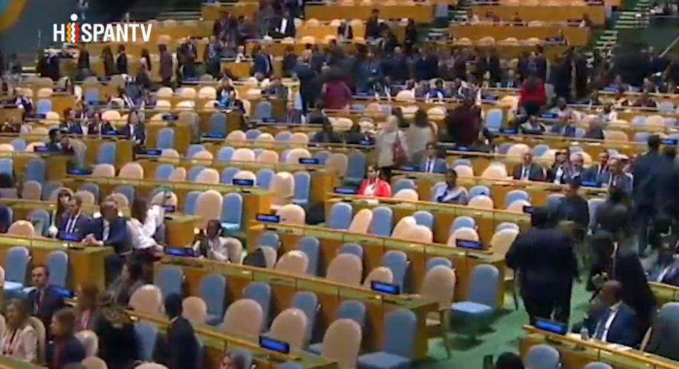 Delegados abandonaron la sala durante discurso del criminal de guerra Netanyahu en la ONU