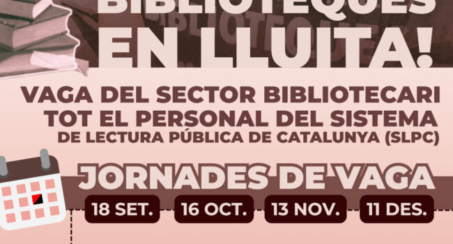 Les biblioteques públiques de Catalunya reprenen les mobilitzacions i convoquen vaga el 18 de setembre