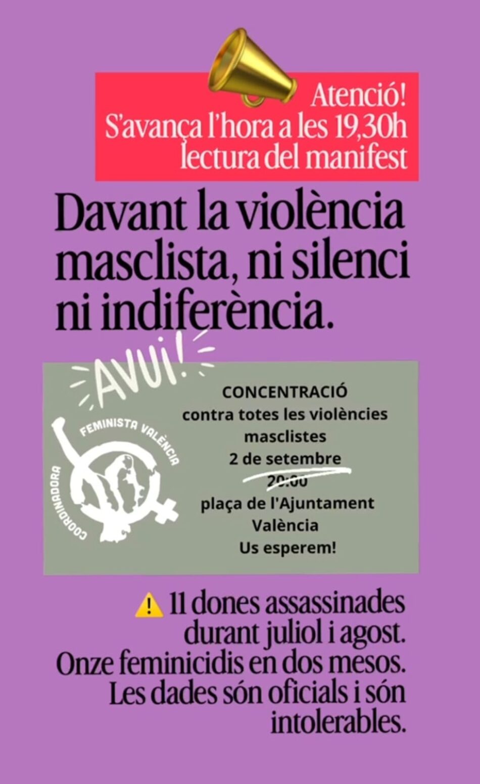 Concentración feminista este miércoles en Valencia ante la provocación de la alcaldesa
