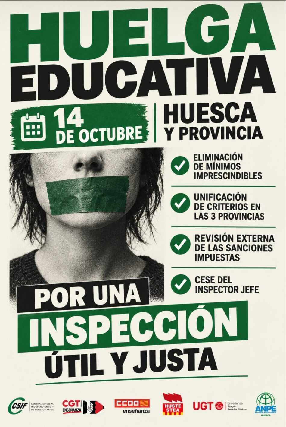 CGT Huesca muestra su preocupación por las declaraciones del Director Provincial de Educación sobre la Inspección y el expediente a un delegado sindical