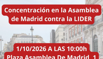 Concentración contra la aprobación de la ley LIDER, que mañana se debate en la Asamblea de Madrid