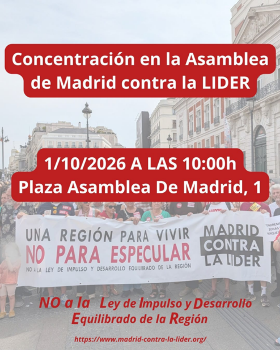 Concentración contra la aprobación de la ley LIDER, que mañana se debate en la Asamblea de Madrid