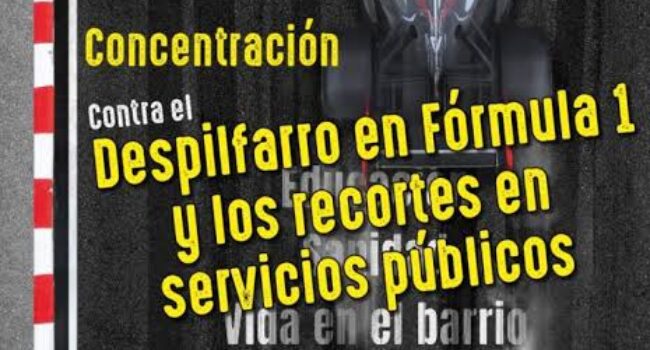 La Plataforma STOP Fórmula 1 Madrid se concentrará este domingo 13 de septiembre para denunciar que ‘nuestros barrios no son un circuito’ y el despilfarro de fondos públicos en su construcción