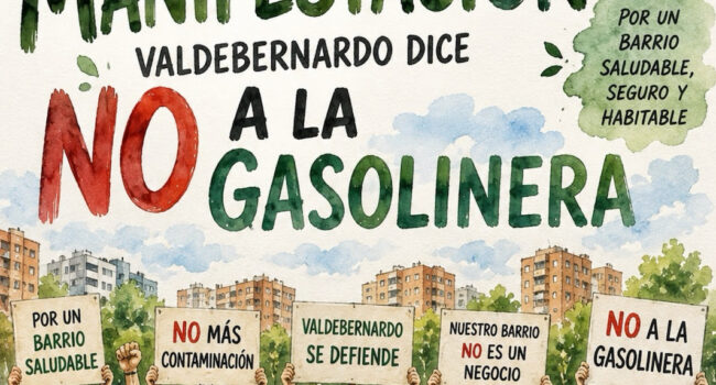 Nueva manifestación en Valdebernardo para impedir la apertura de una gasolinera sin personal junto a edificios de viviendas