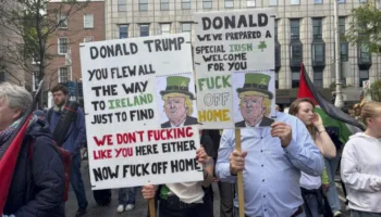 Protestas masivas en Dublín por la visita de Donald Trump