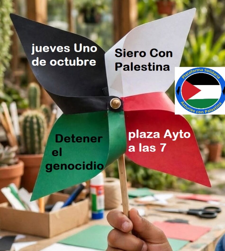 «Desde la firma del mal llamado Plan de Paz, Israel ha asesinado a 1.400 gazatíes más, entre ellos a 265 menores»: Concentración en Siero (Asturias) el 1 de octubre