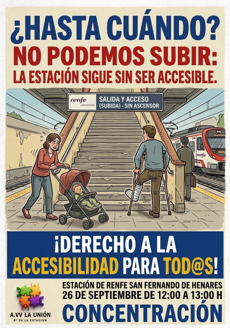 «¡Ya es hora de que la estación de Renfe San Fernando de Henares sea accesible!»