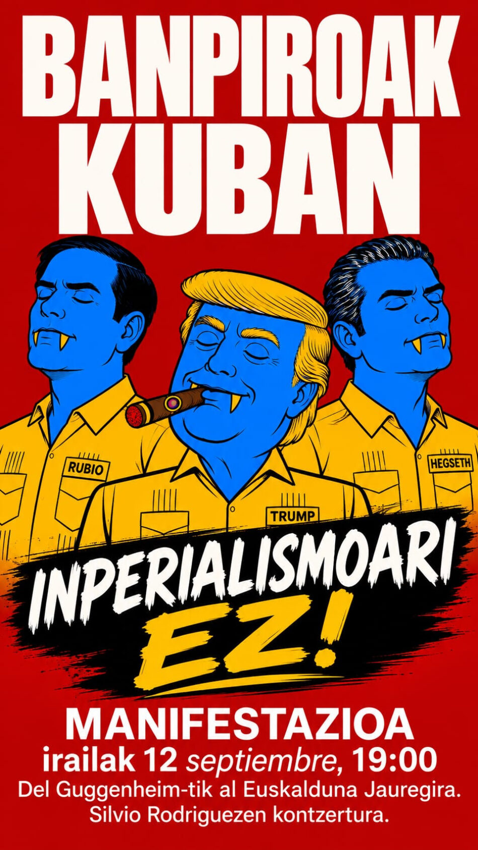 “Ojalá… Kuba Blokeorik Gabe”: manifestación en Bilbao denunciará el asedio de EE. UU. contra Cuba antes del concierto de Silvio Rodríguez, sábado 12 de septiembre