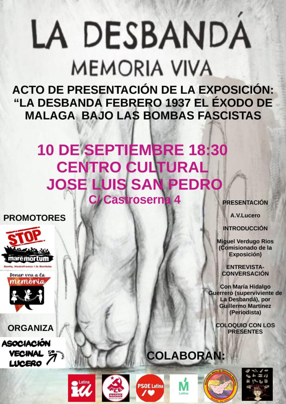 Lucero se convierte en el primer lugar de la Comunidad de Madrid que acoge la exposición «La Desbandá. Febrero 1937. El éxodo de Málaga bajo las bombas fascistas»