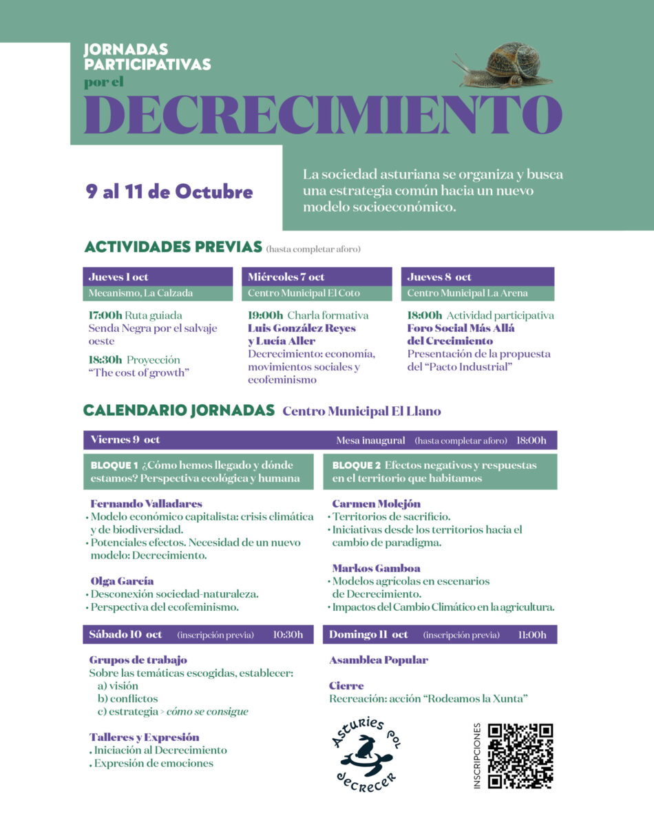 El movimiento por el Decrecimiento busca una estrategia en Asturias