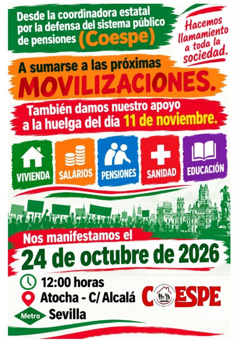 La manifestación del 24 de octubre recibe una avalancha de adhesiones del ámbito social, sindical, político, cultural e internacional